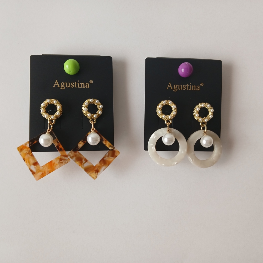 Gustin Gold Textured Hoop Earrings with Tortoise and Ivory Acetate Drops